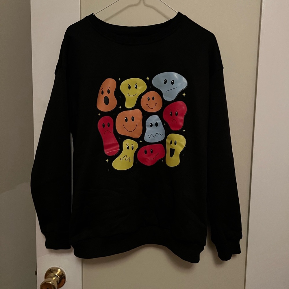 Black Jelly Bean Emoji Pullover Sweater